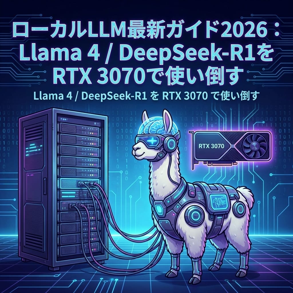 ローカルLLM最新ガイド2026：Llama 4 / DeepSeek-R1をRTX 3070で使い倒す